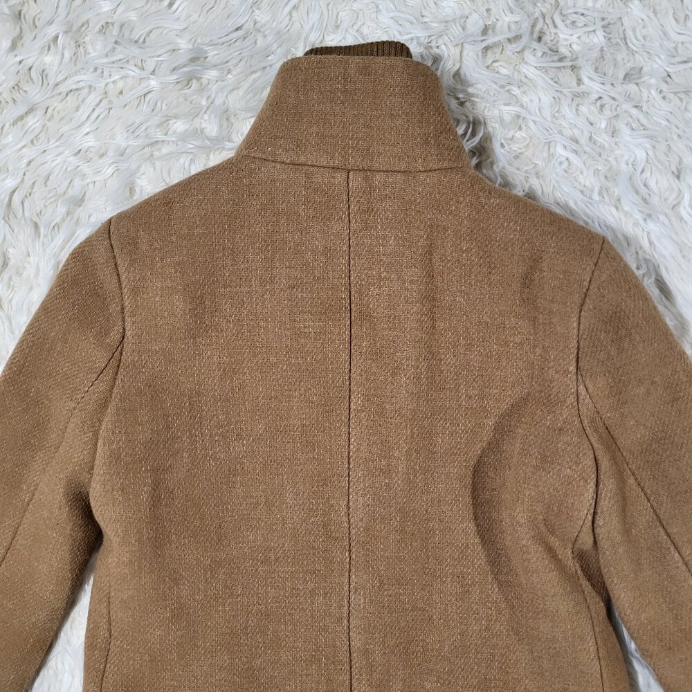 J.Crew Coat Womens 0 Lodge Italian Wool Camel Heather‎ Acorn Zip Up Coat #K0896 - Picture 15 of 16